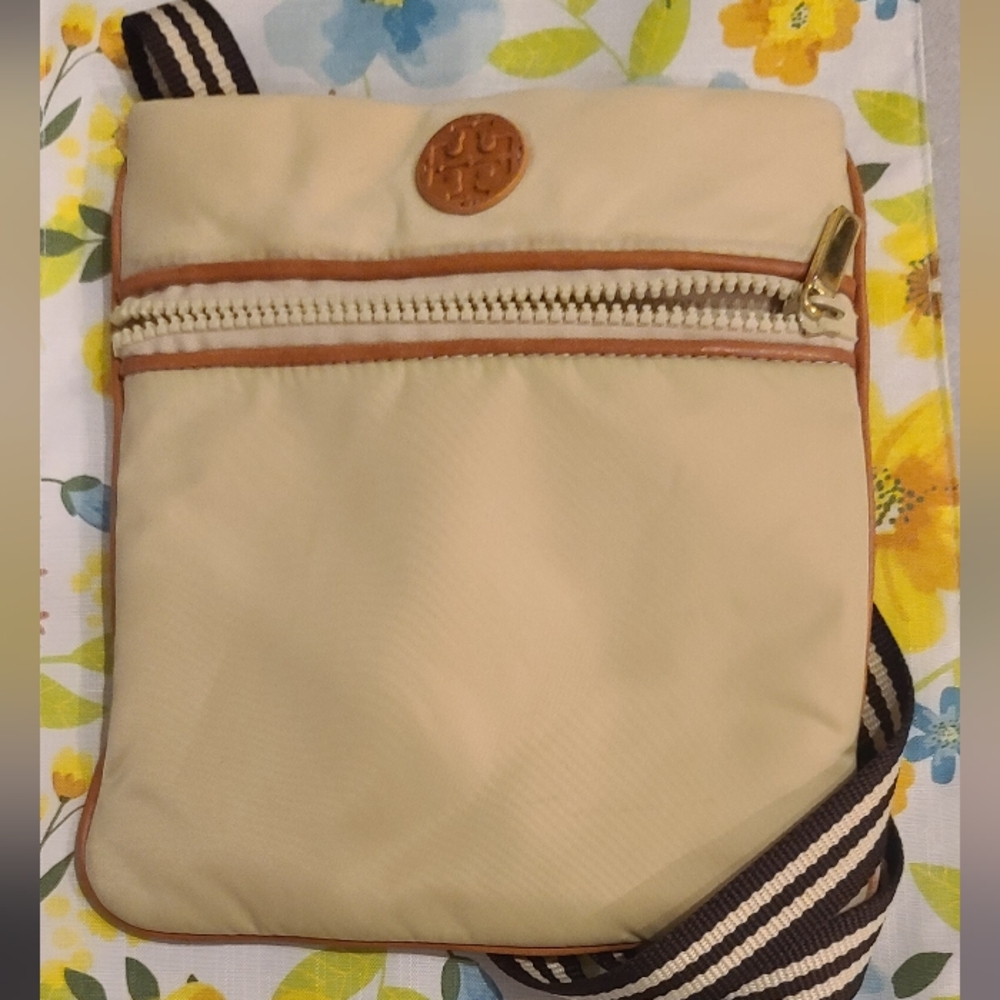 Stylish authentic Tory Burch  Tan Crossbody Bag